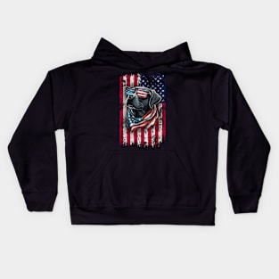 Patriotic Labrador Retriever with 4th of July Sunglasses Grunge USA Flag Bandana Independence Day Dog Lover Gift Kids Hoodie